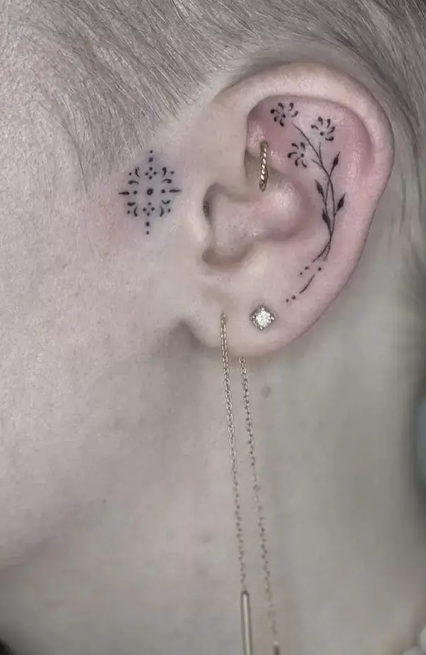 flower ear tattoos