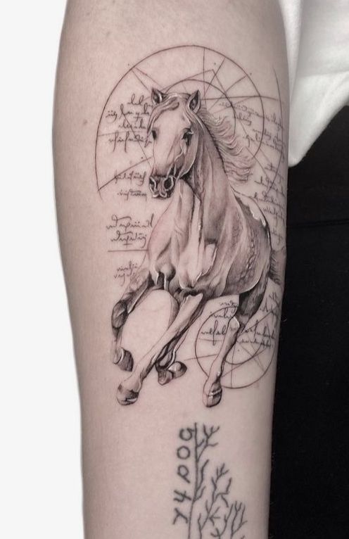 geometric horse tattoo