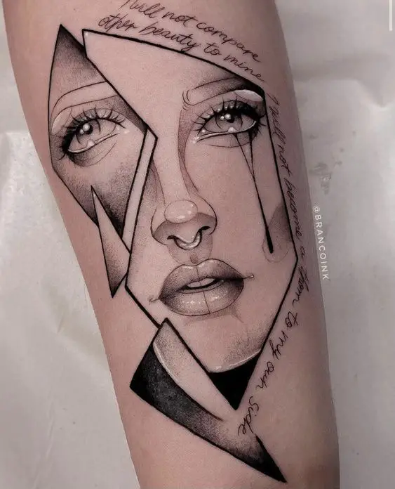 geometric portrait tattoo design