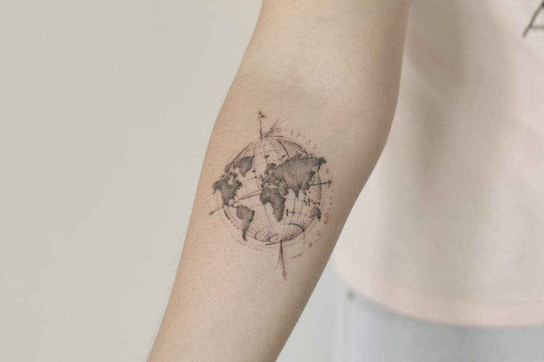 globe tattoo ideas by romainkew