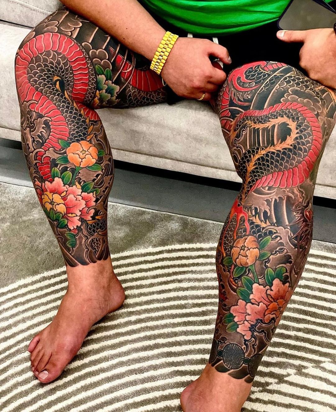 Bold Japanese leg-sleeve tattoos by @mathiasbugottt. It doesn't get any  bolder and more classic than these! Awesome work! #japanesetat... |  Instagram