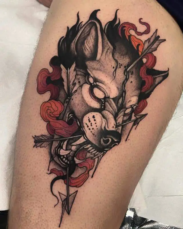 neo traditional wolf tattoos