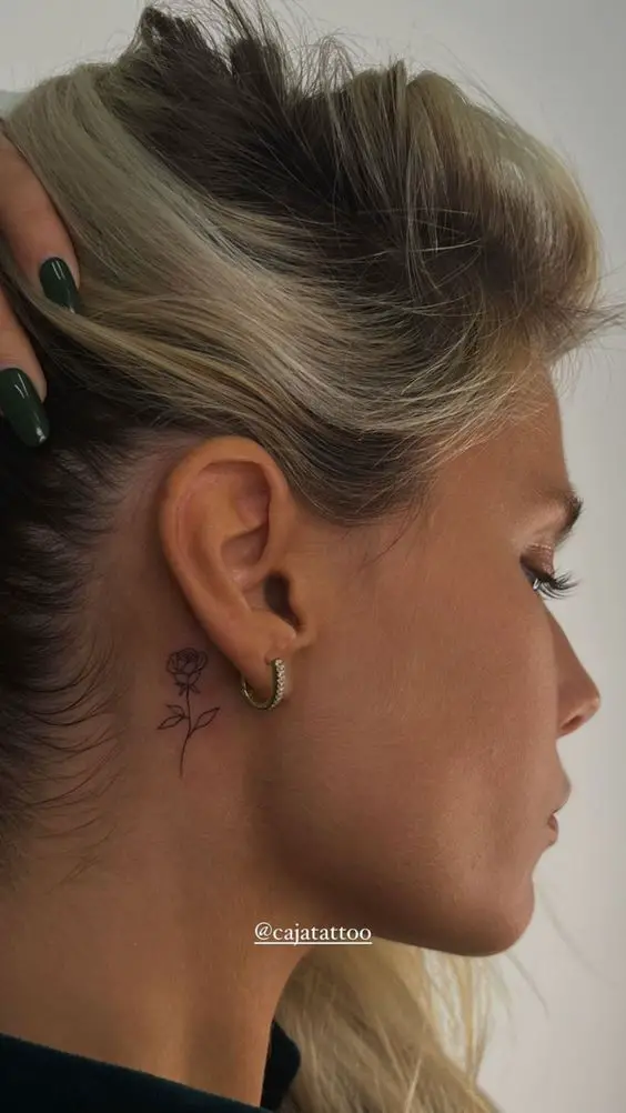rose ear tattoo design