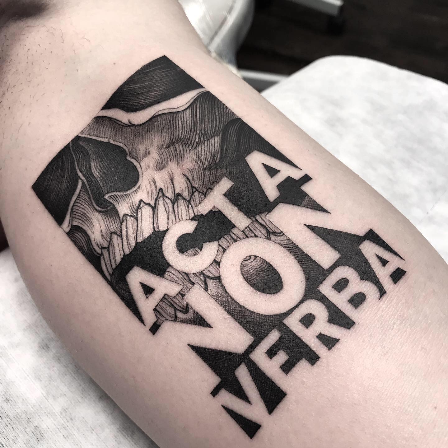 skull forearm tattoo for men by inktotalart