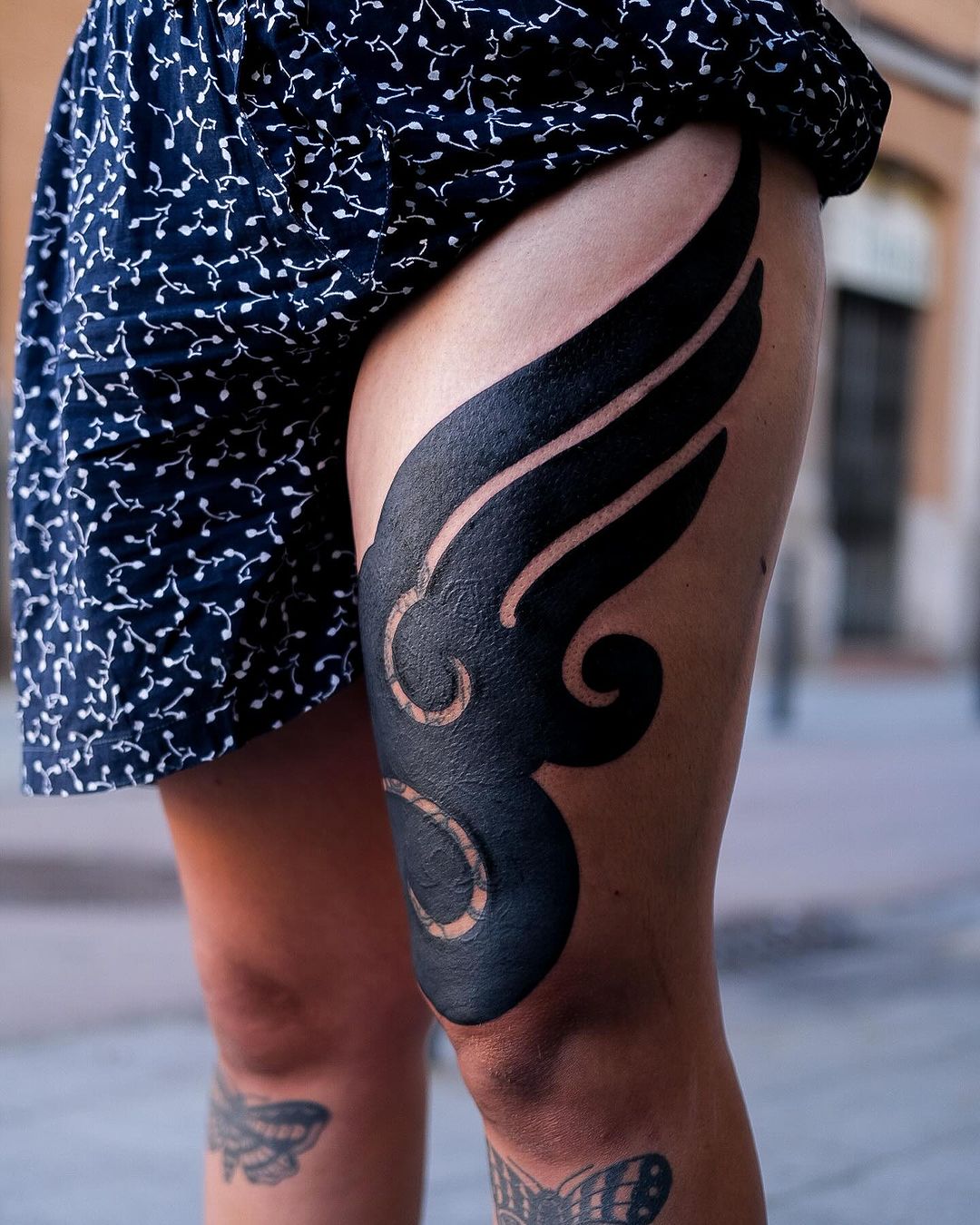 tribal leg tattoo by sadhakaya