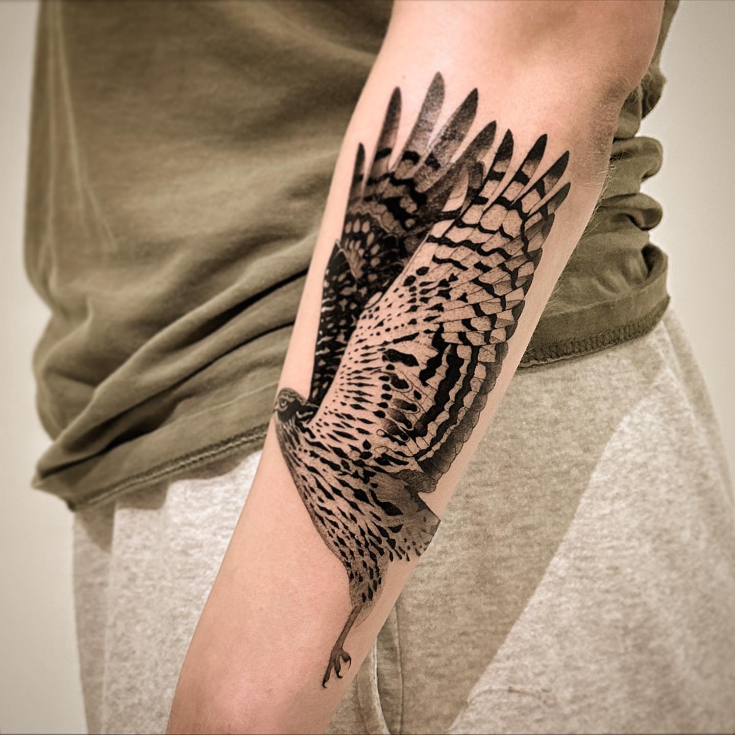 Black ink bird tattoo by zeetatart