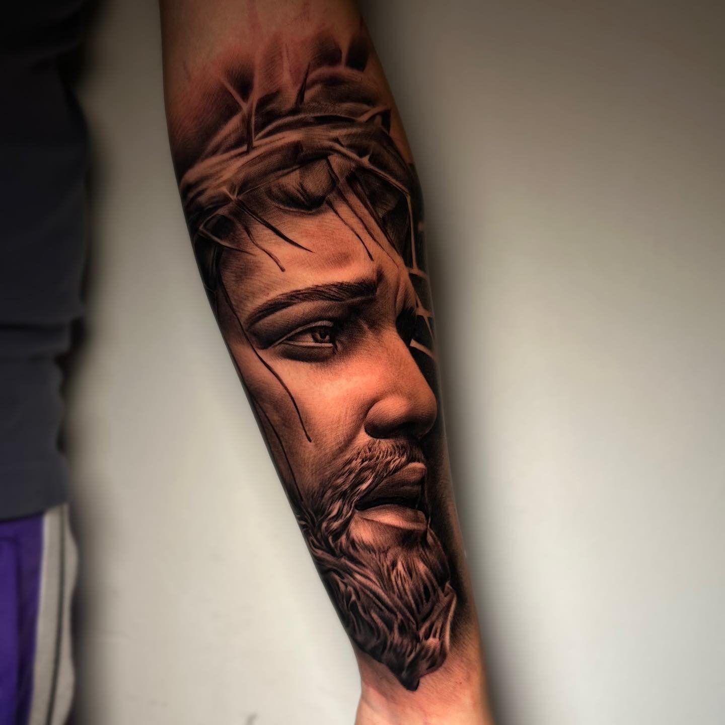 Black inked jesus tattoo by valerio.ob