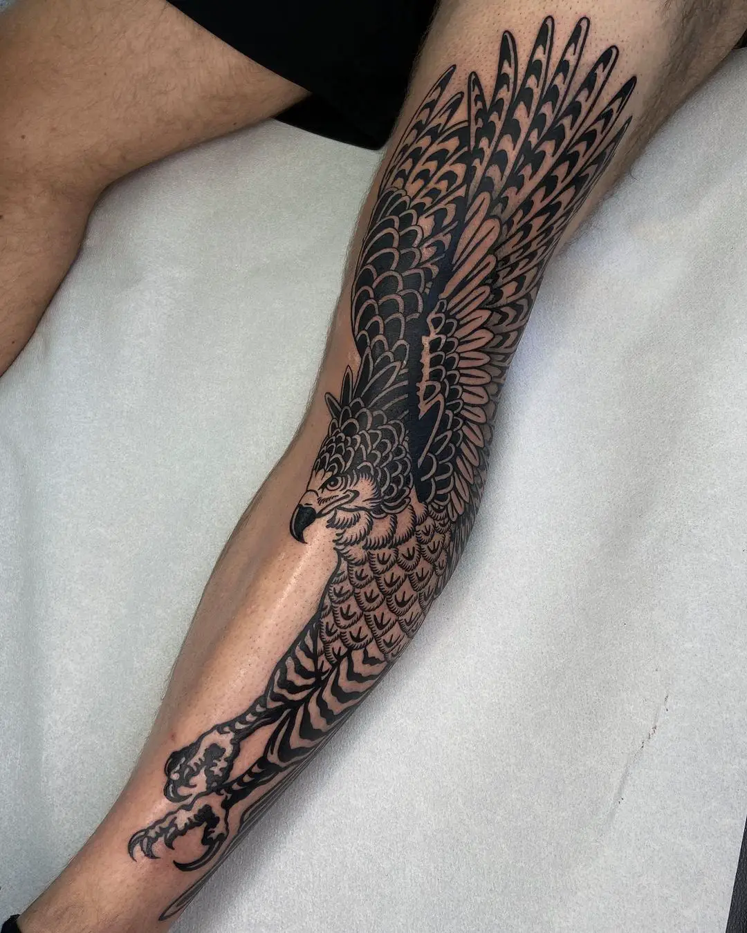 Full leg bird tattoo by danielsnacks