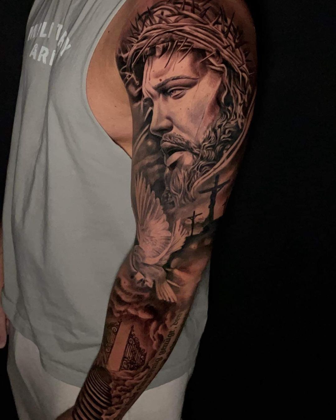 Jesus cross tattoo by hasta.la .muerte.art