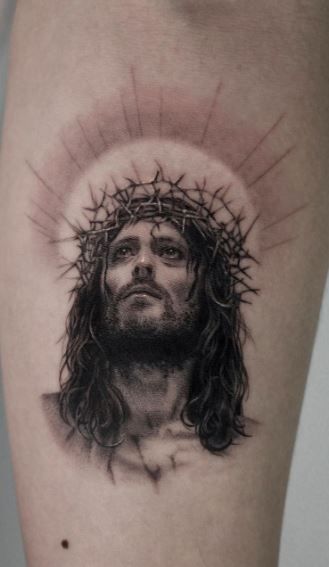 Realistic jesus tattoo for women