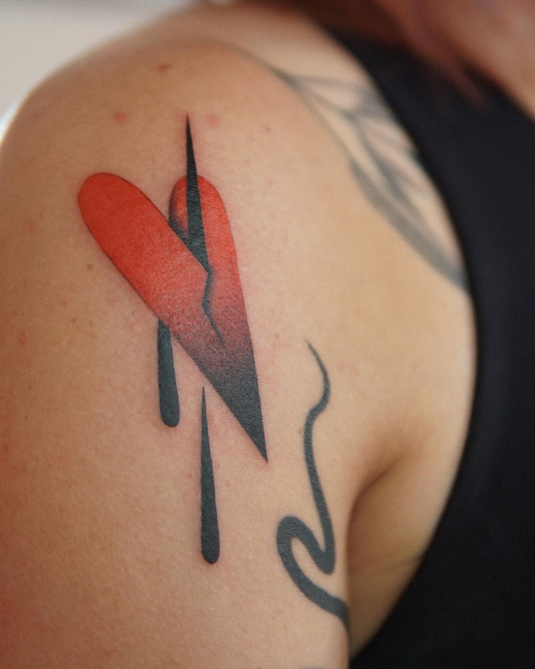 Red inked heart tattoo by my.sz .a