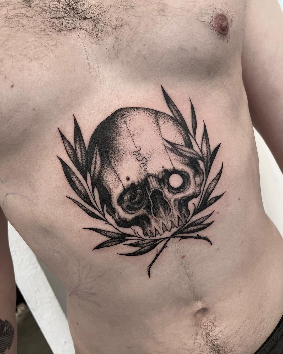 Simple skull tattoo design by davide dw