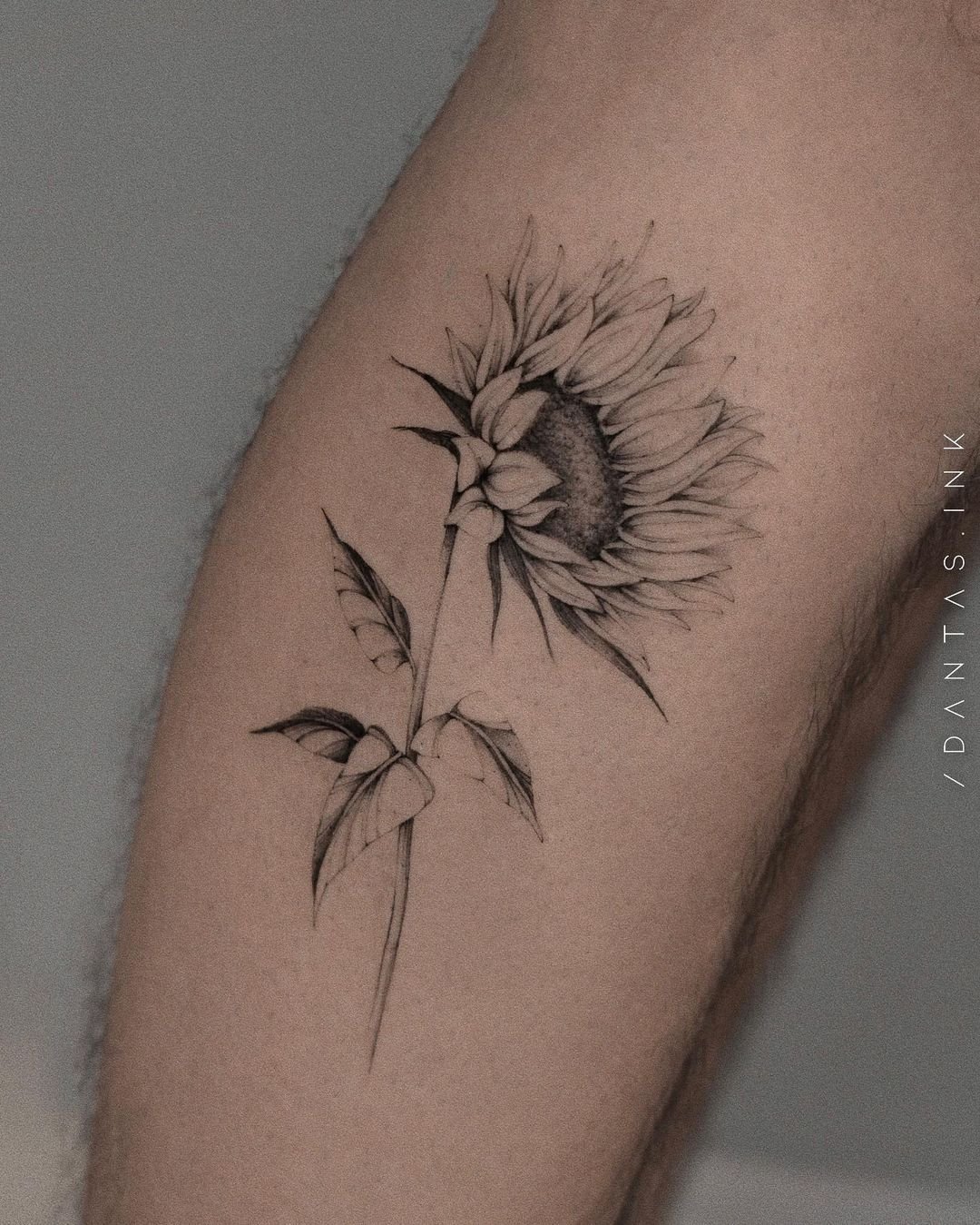 Sunflower tattoo by dantas.ink