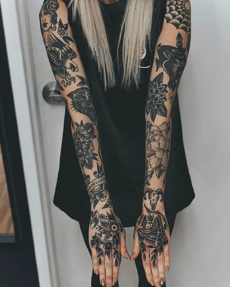 Traditional black ink tattoo
