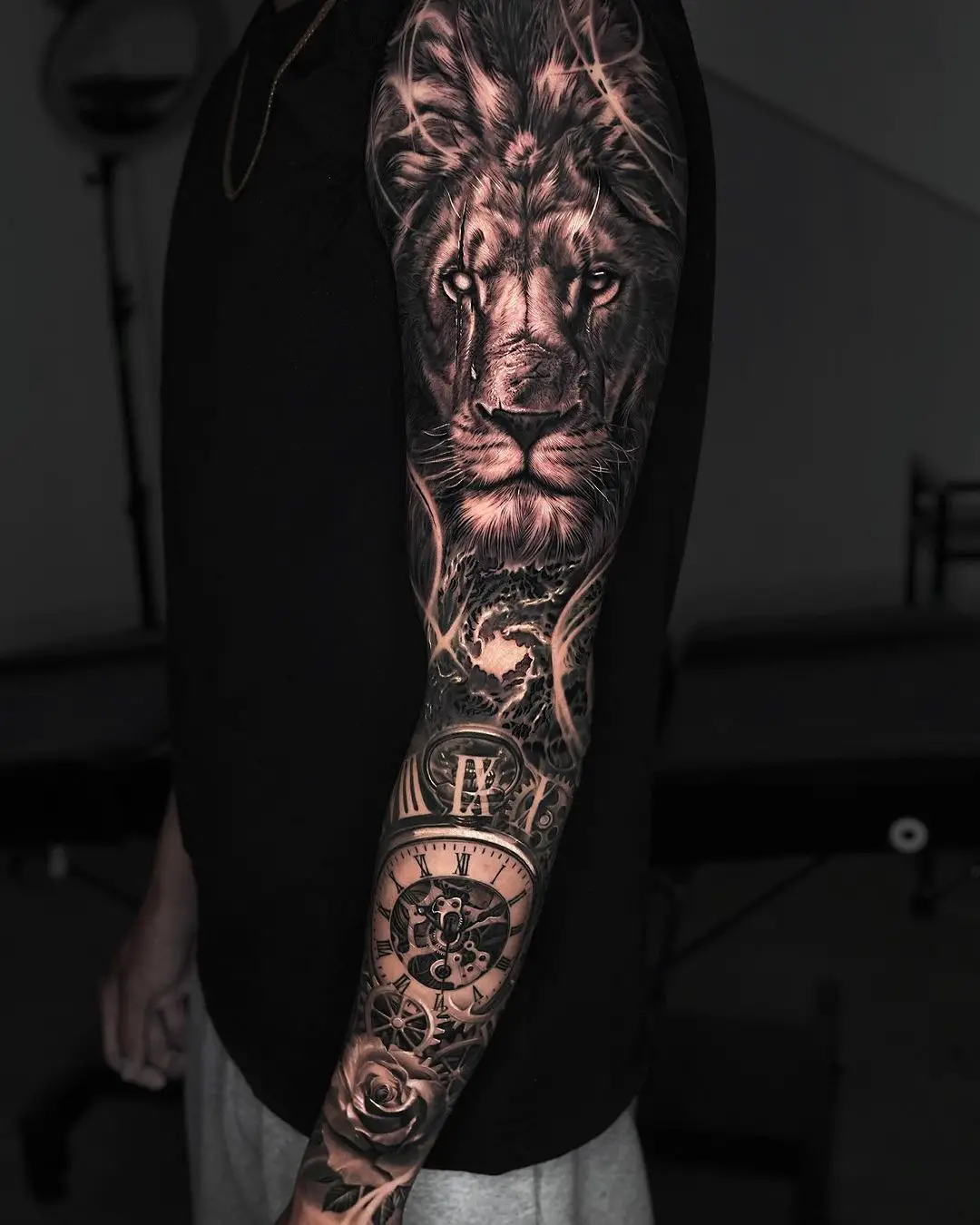 blackwork arm tattoos by sumok tattooer