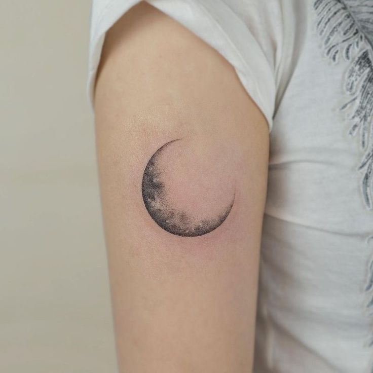 cute black ink moon tattoo