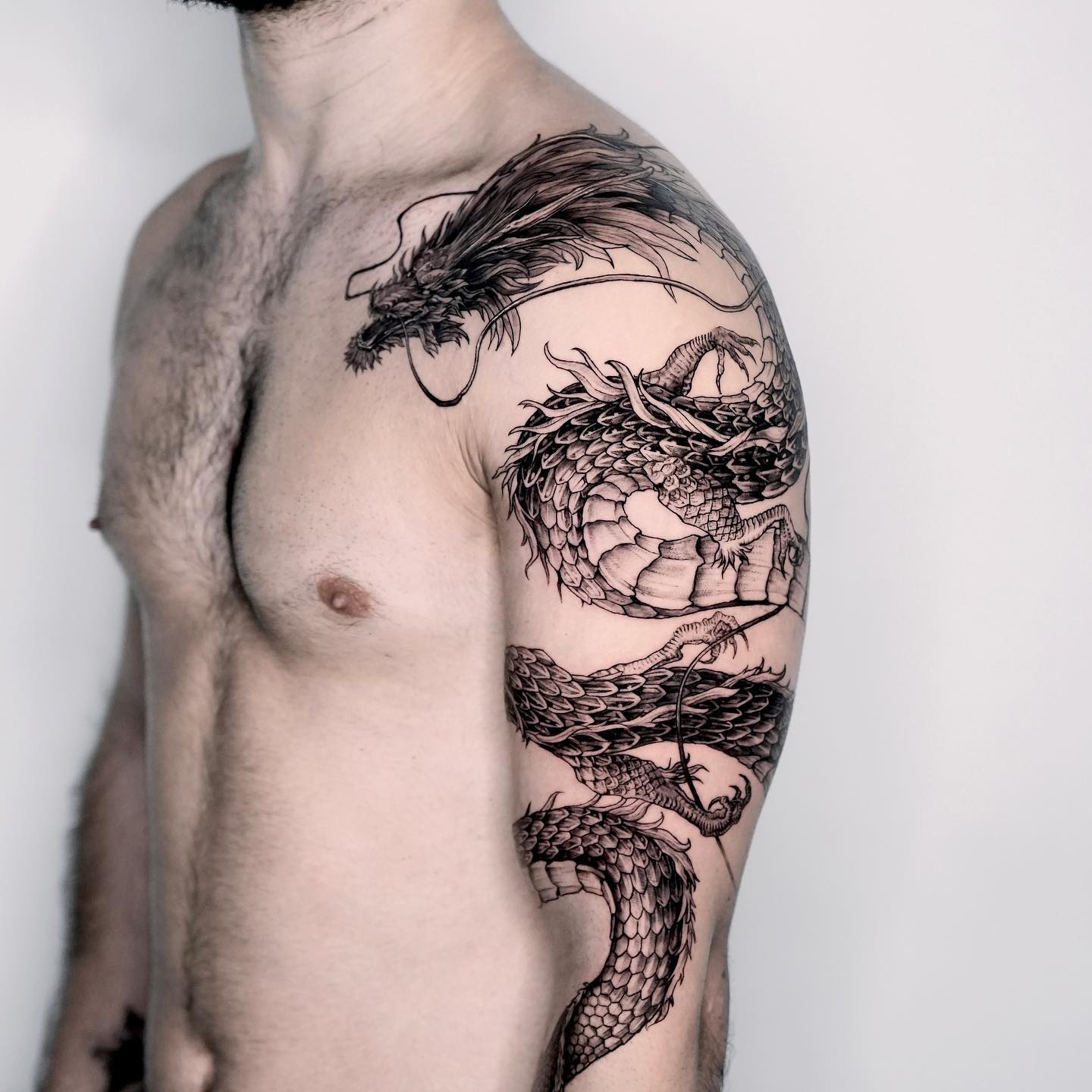 dragon on arm by mammon black