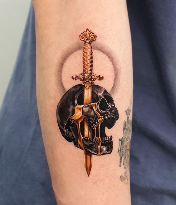 elegant skull tattoo