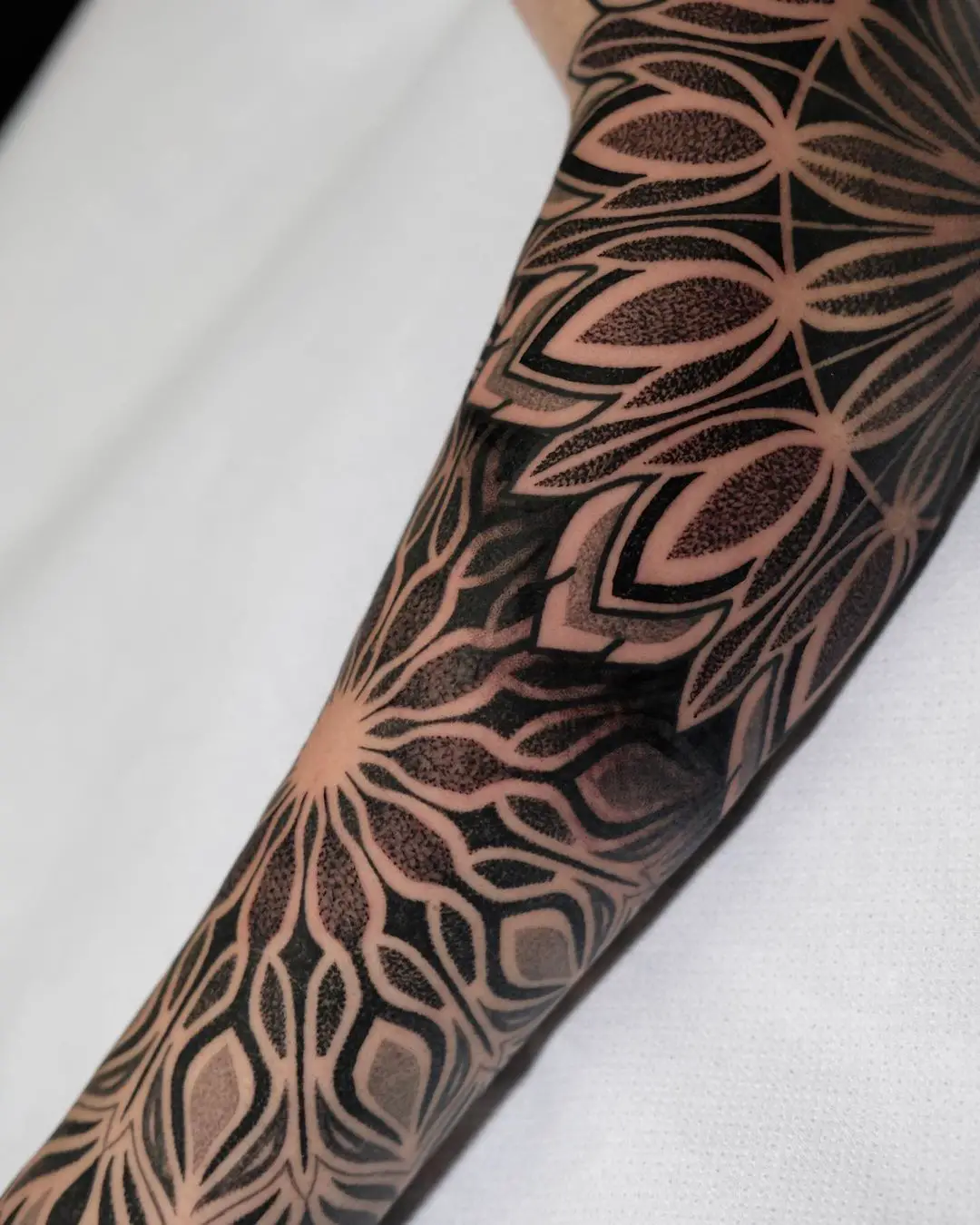 floral arm mandala tattoos by snertattoos