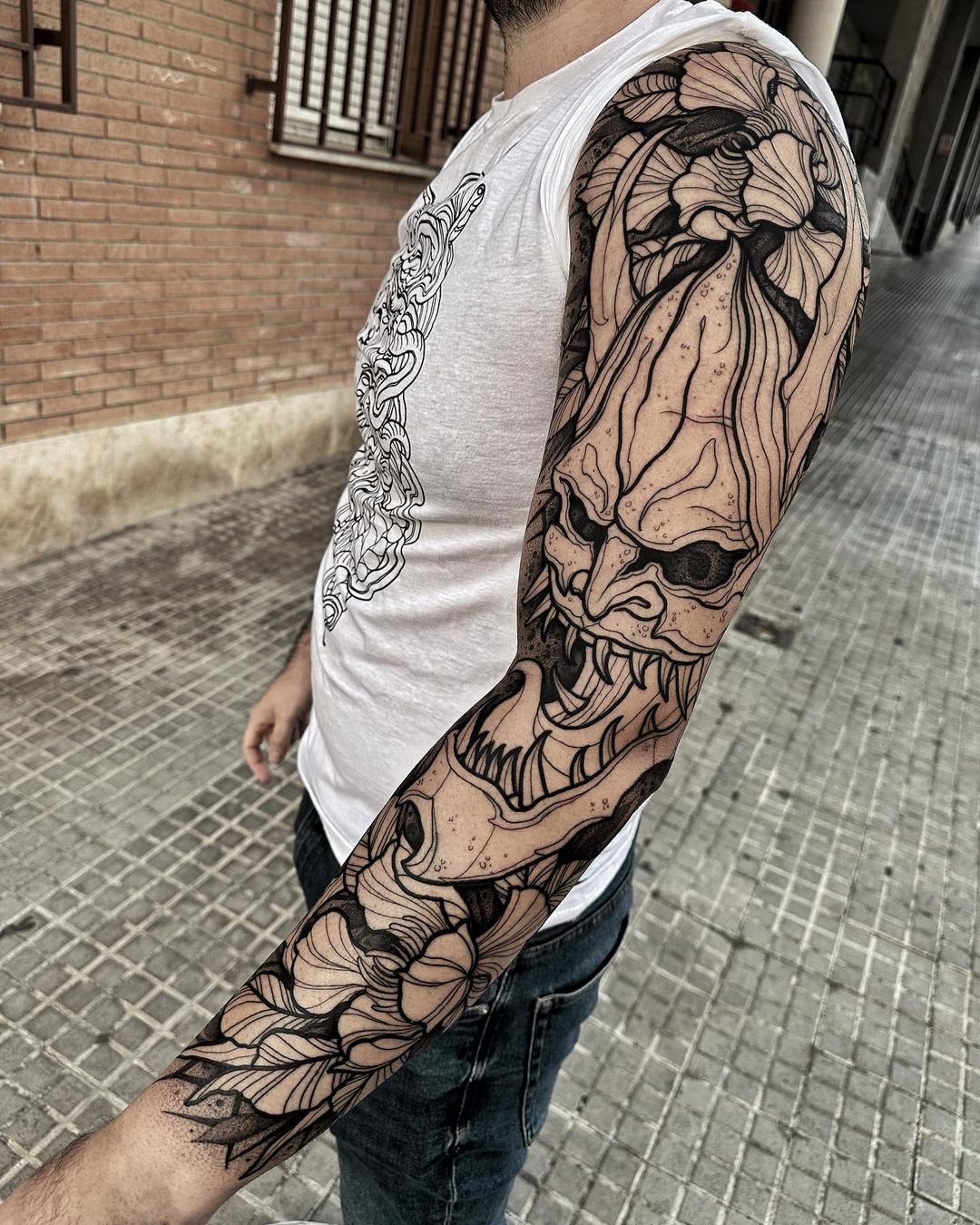 full arm blackwork design by ivcrk