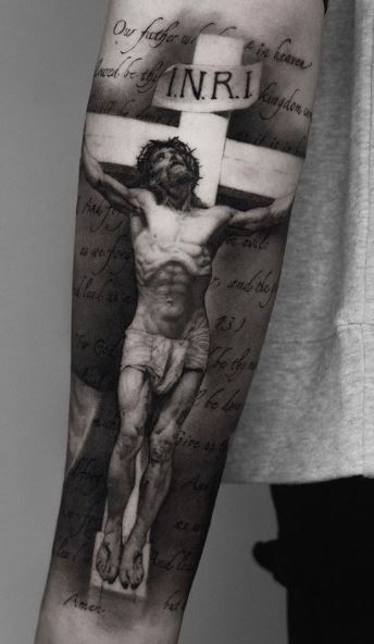 jesus with cross tattoo