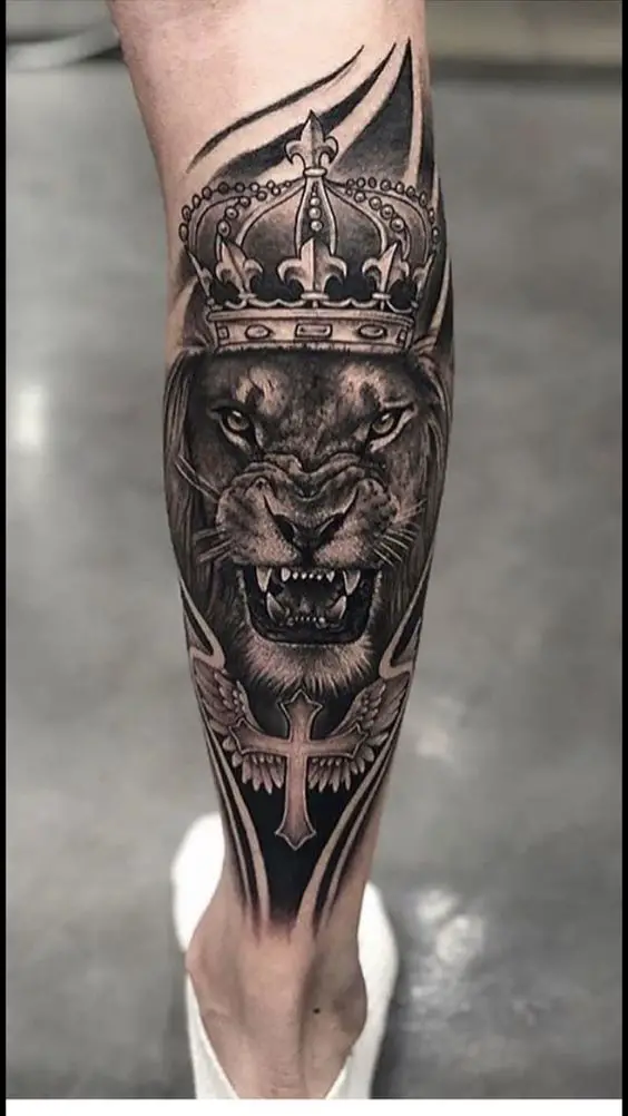 lion with crown tattoo