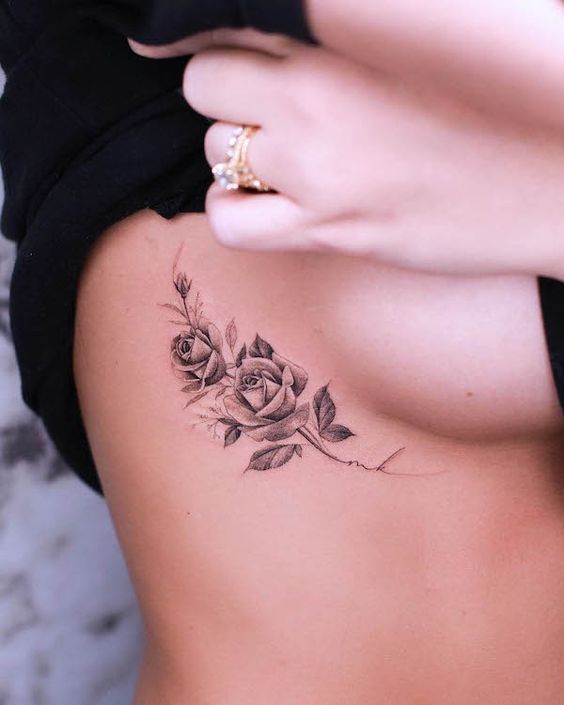 ribs rose tattoo