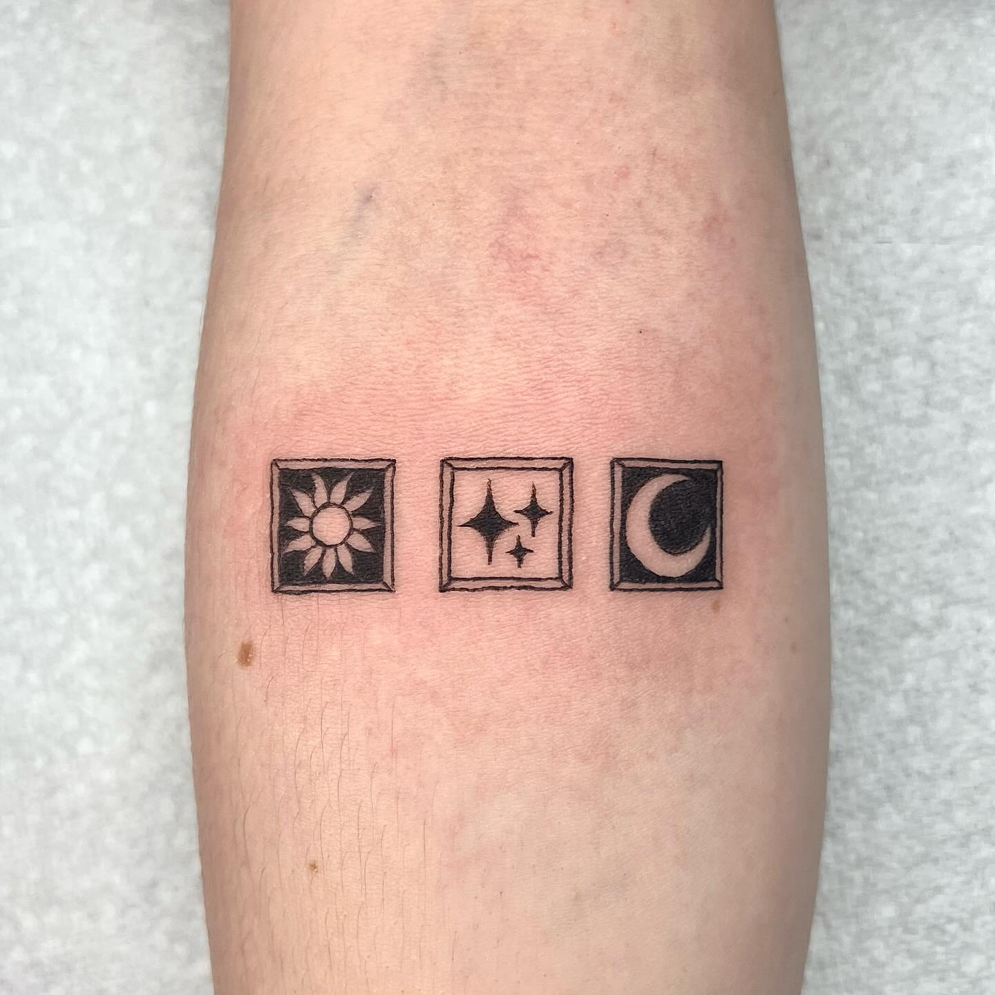 simple leg tattoos by sailorghoul.ink