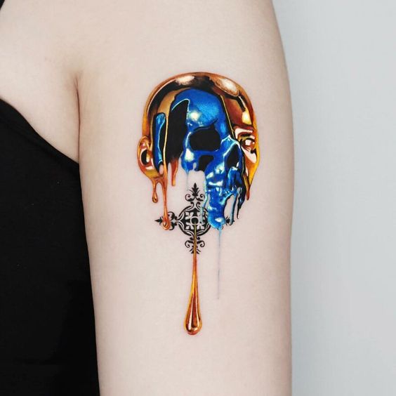 unique skull tattoo idea