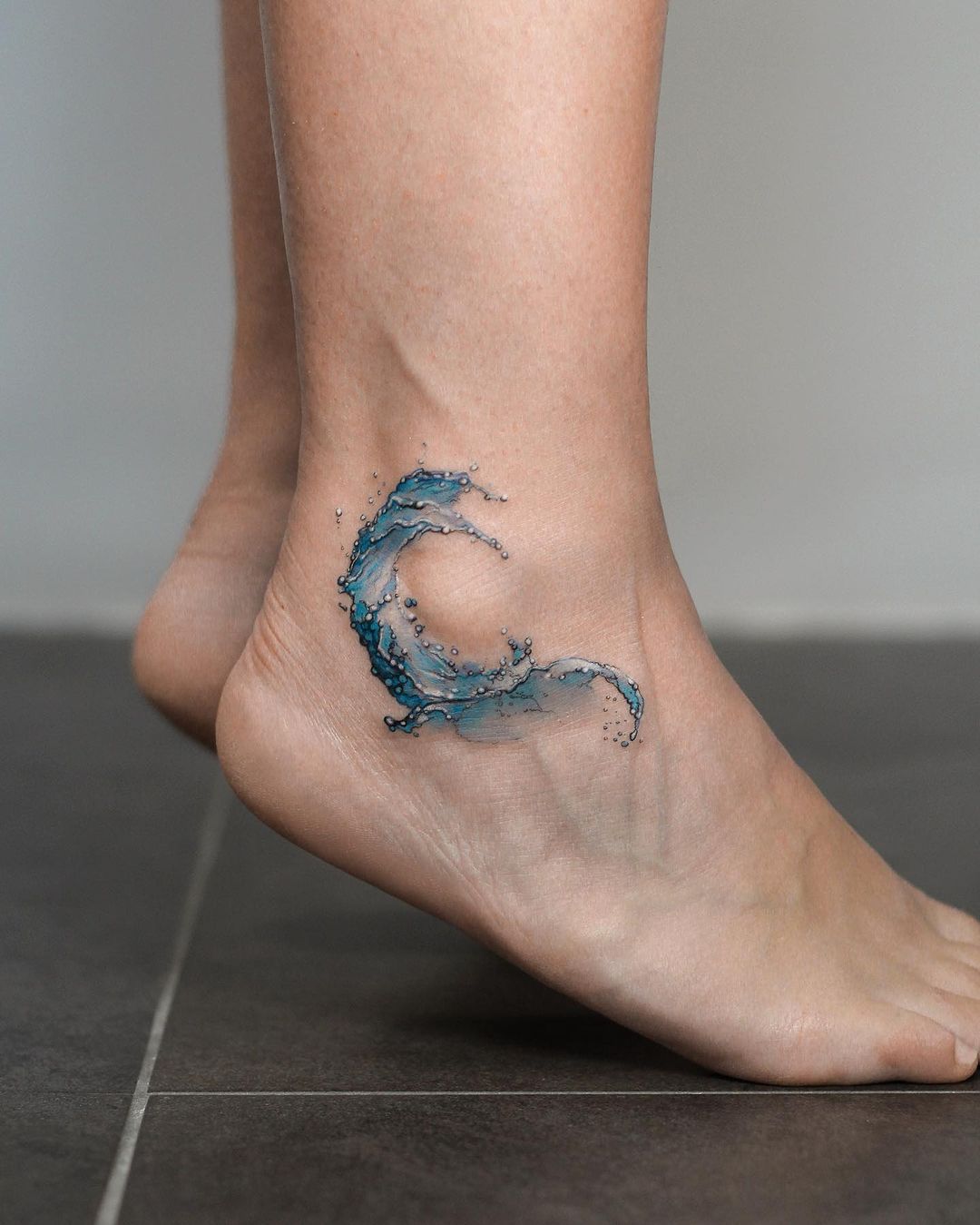 wave on leg tattoo by debrartist
