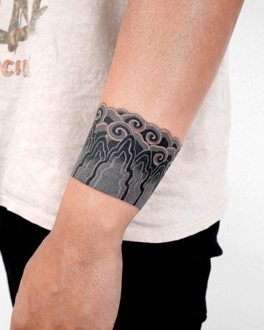 Black ink mountain tattoo by nobodytattoo