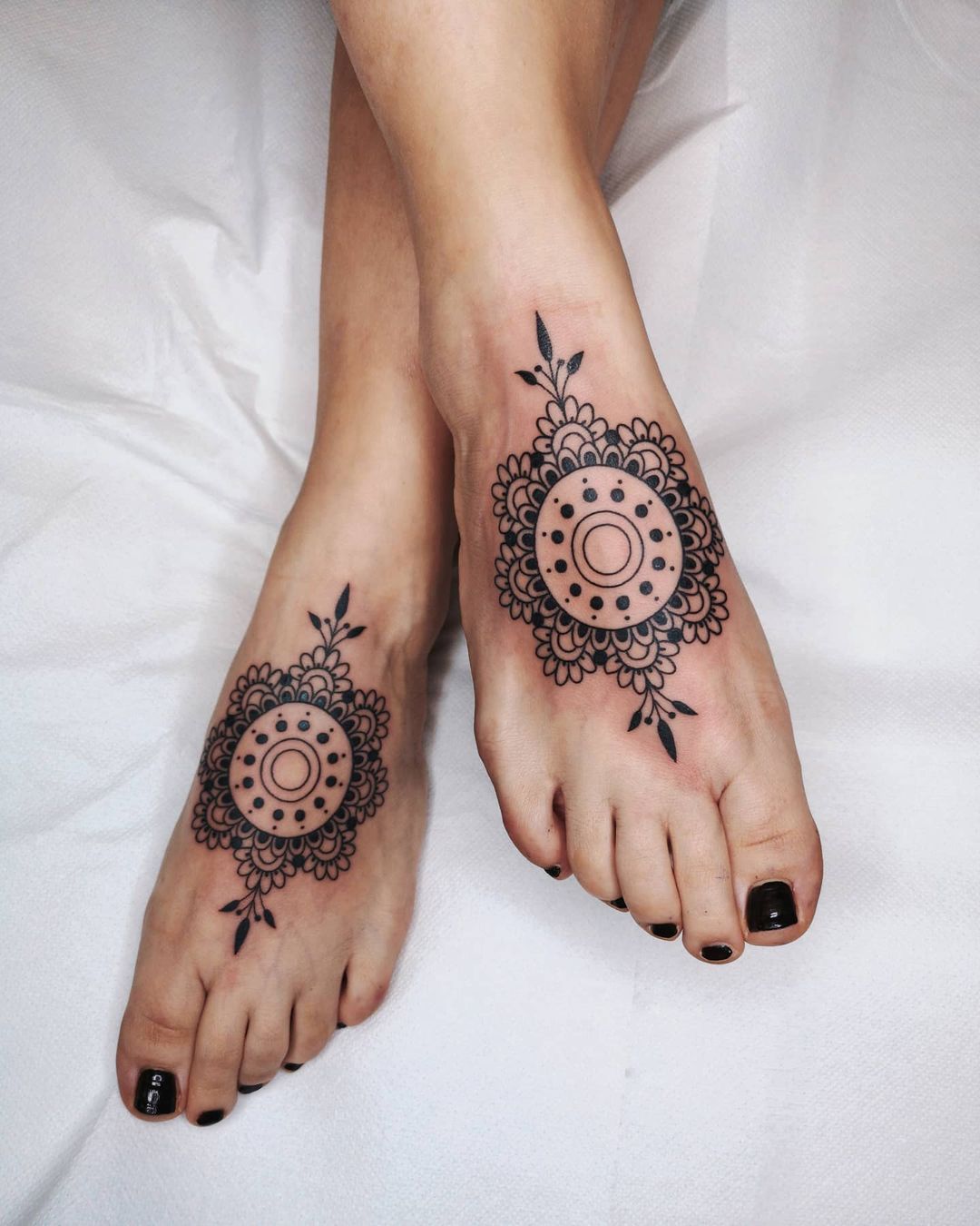 Mandala feet tattoo by valeria tattooartist