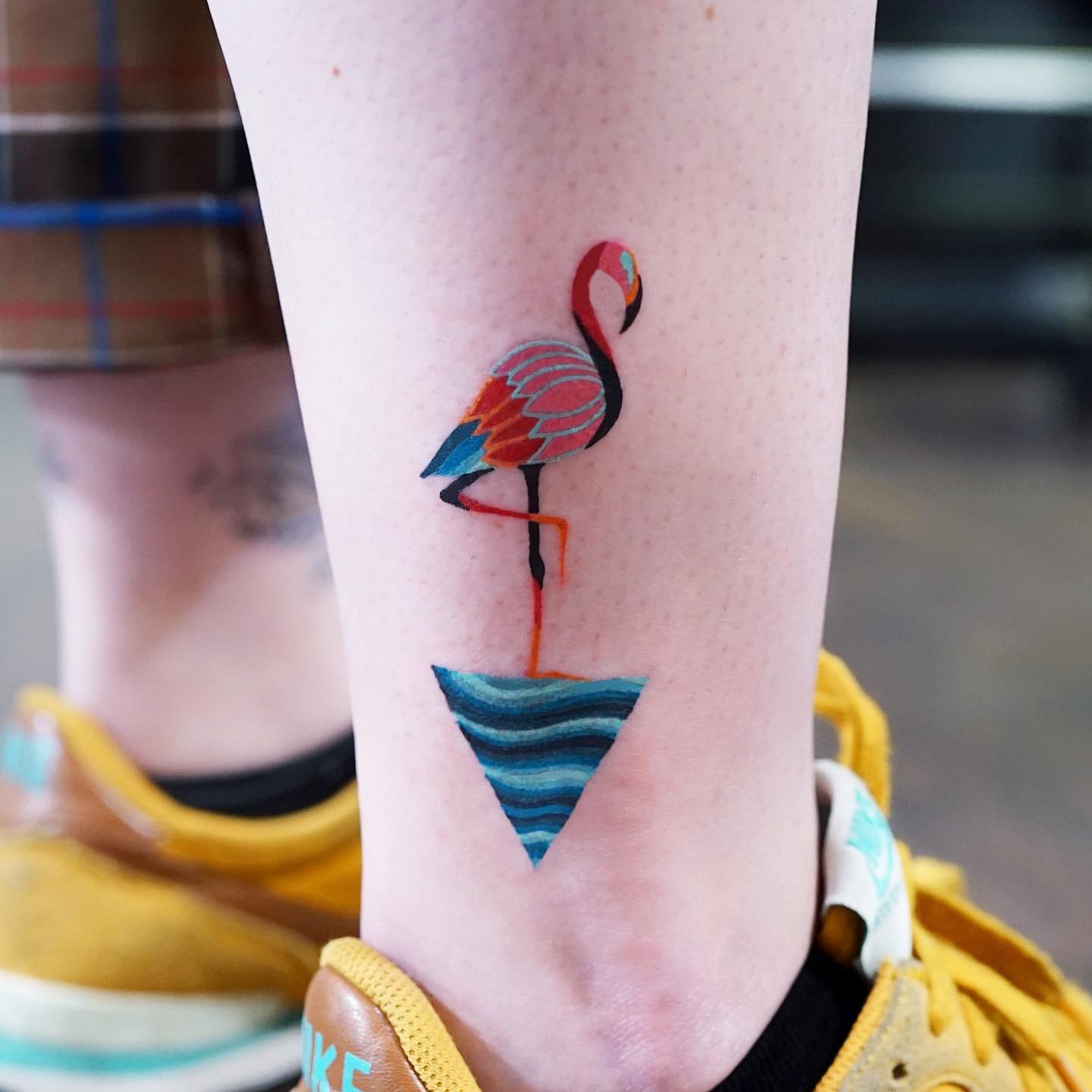 Minimal flamingo tattoo by nadcil