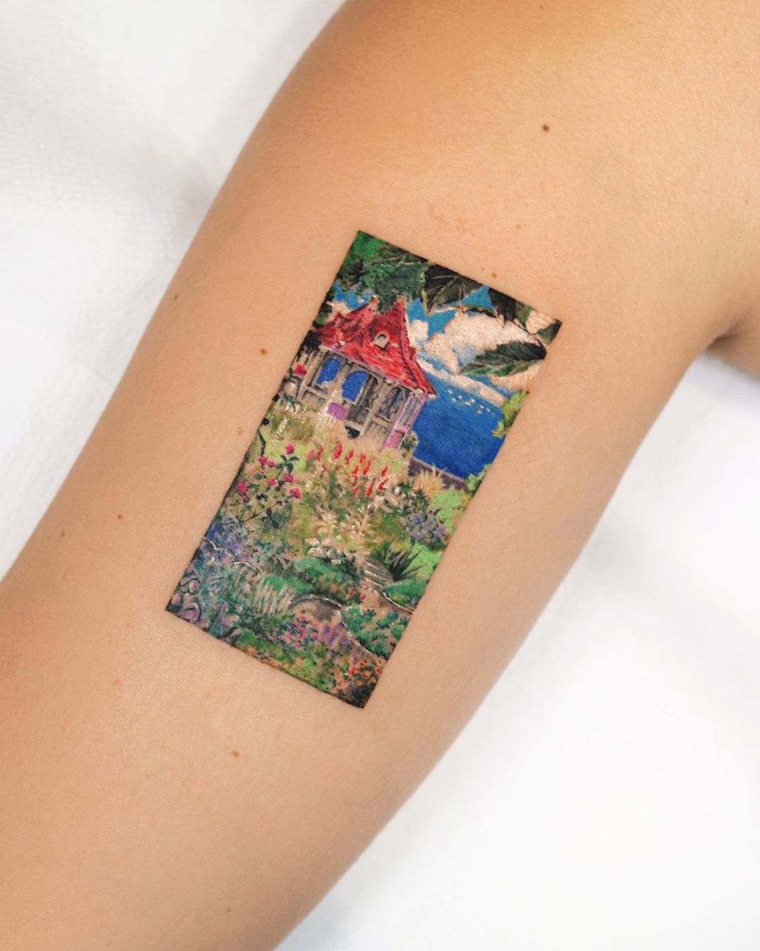 Minimalistic forest tattoo by tattooist yun