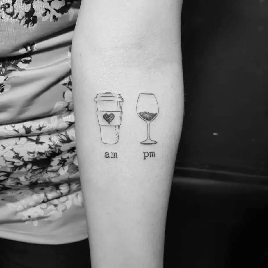 Minimalistic wine tattoo by gui tattoo