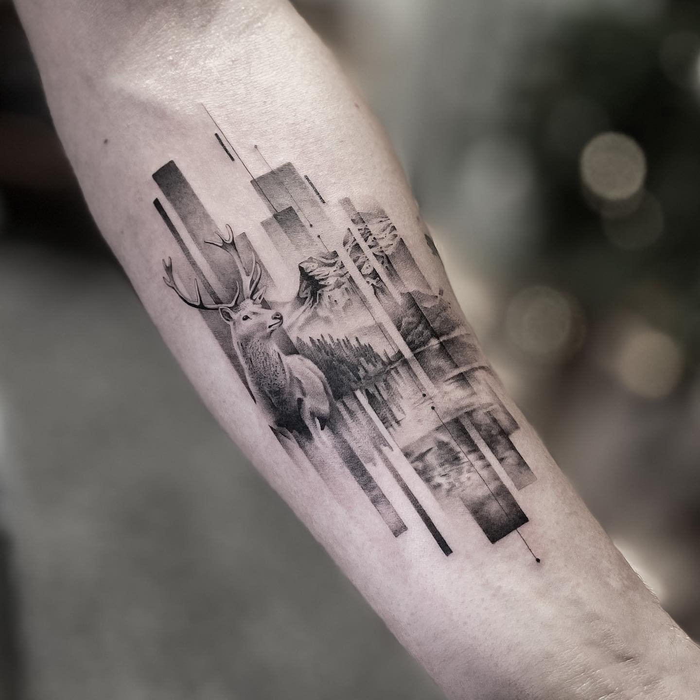 Mountain tattoo on forearm by takacs miklos