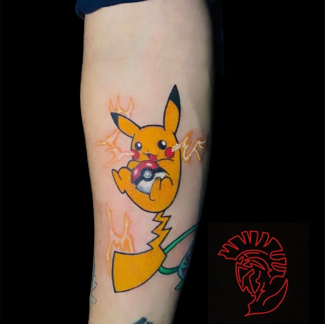 Pikachu on forearm by arestattoofreak