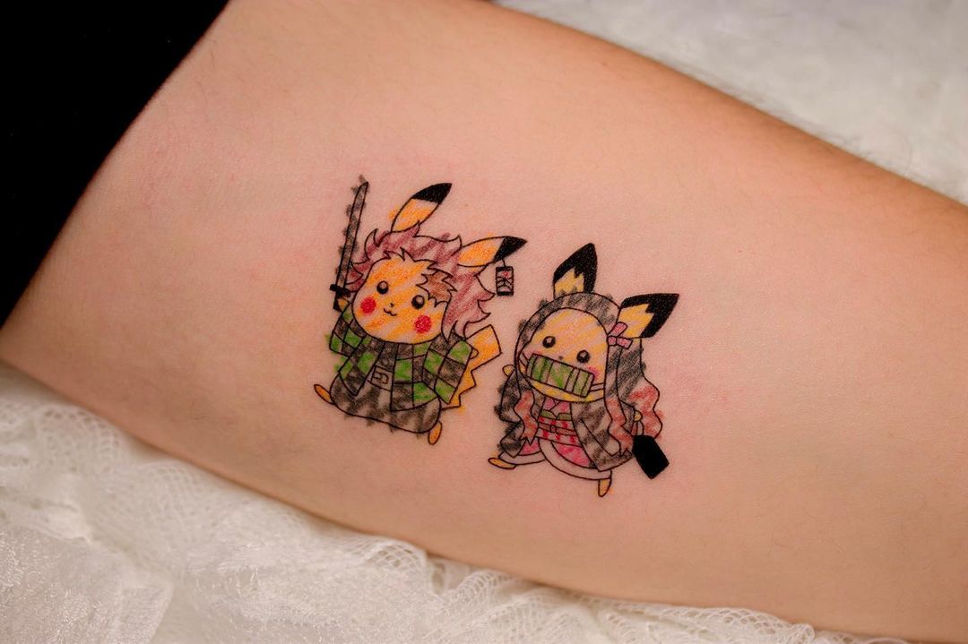 Pikachu watercolor tattoo design by chu.tattoos