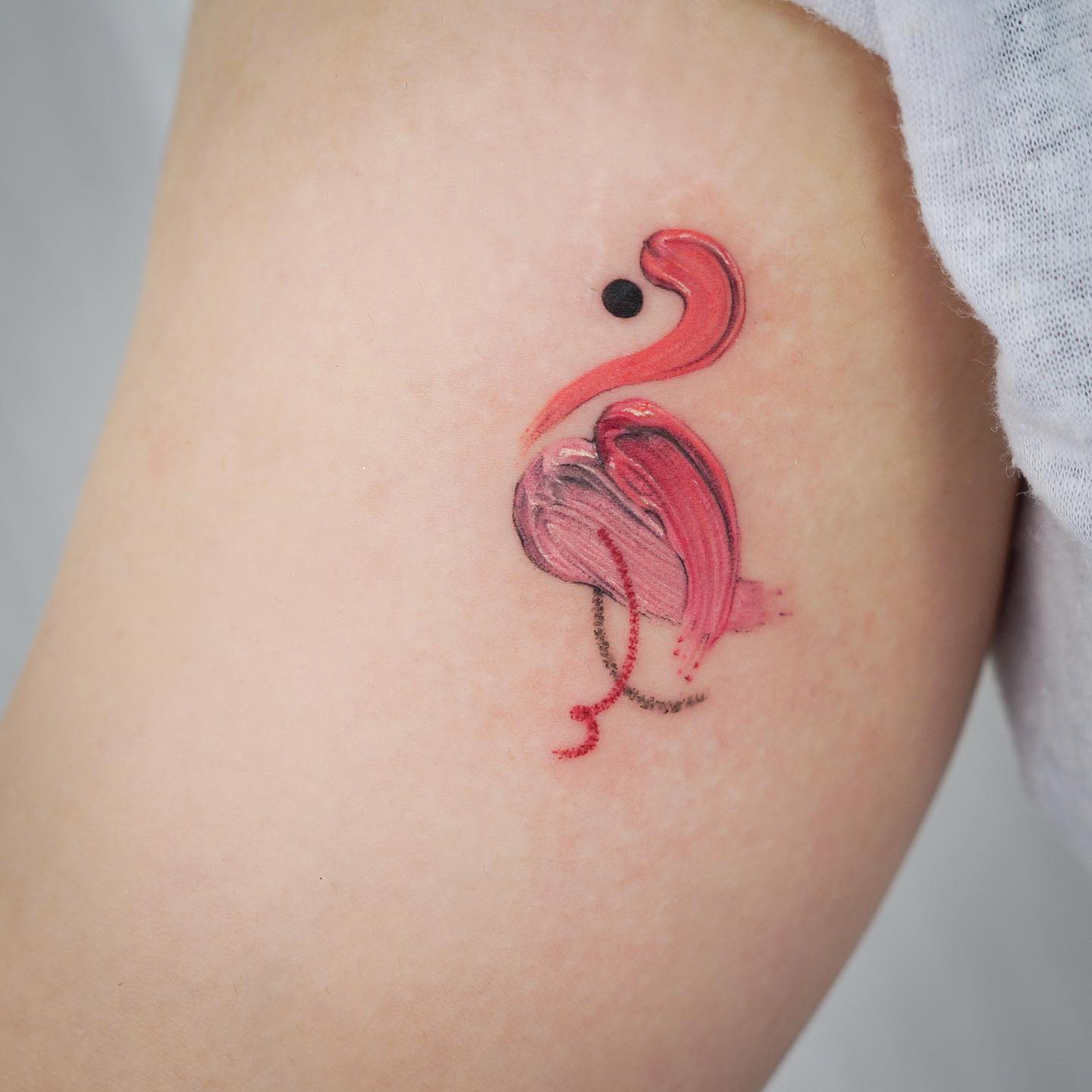 Pink flamingo tattoo by gemma tattooer