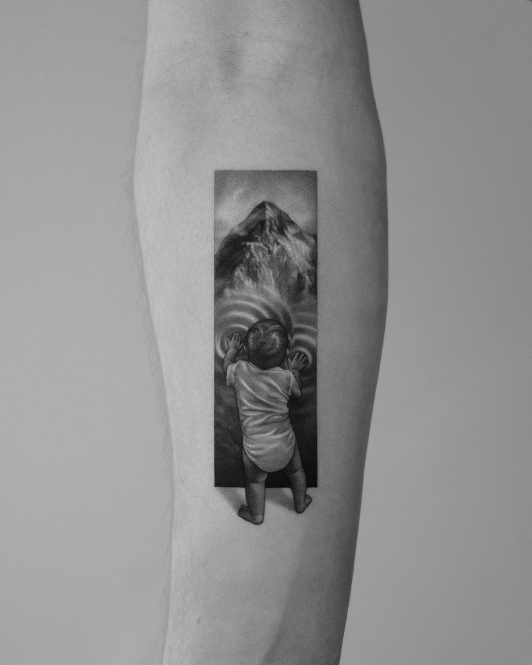 Realistic mountain tattoo by piotrindulski