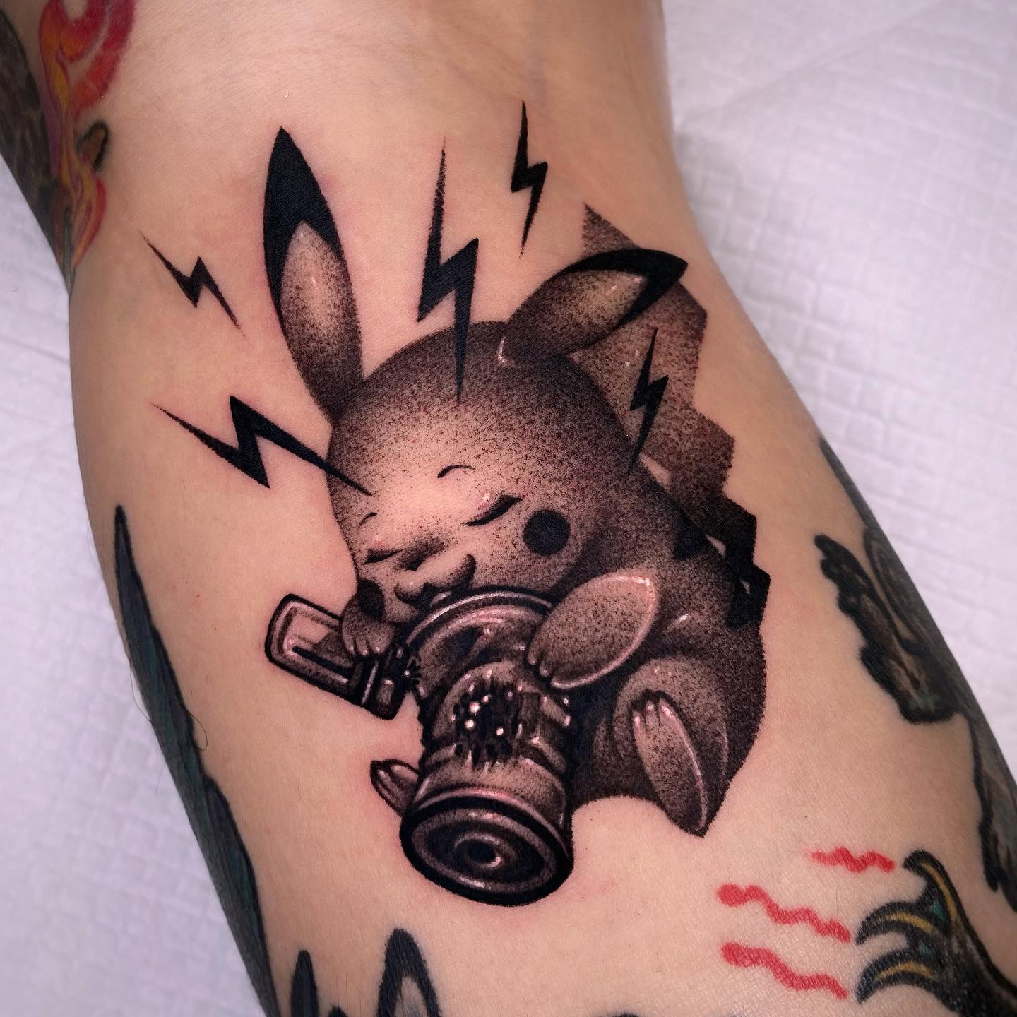 Realistic pikachu tattoo by inkkim.kim