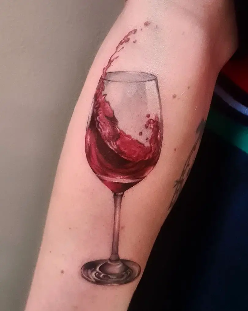 Realistic wine tattoo by terratelletattoo