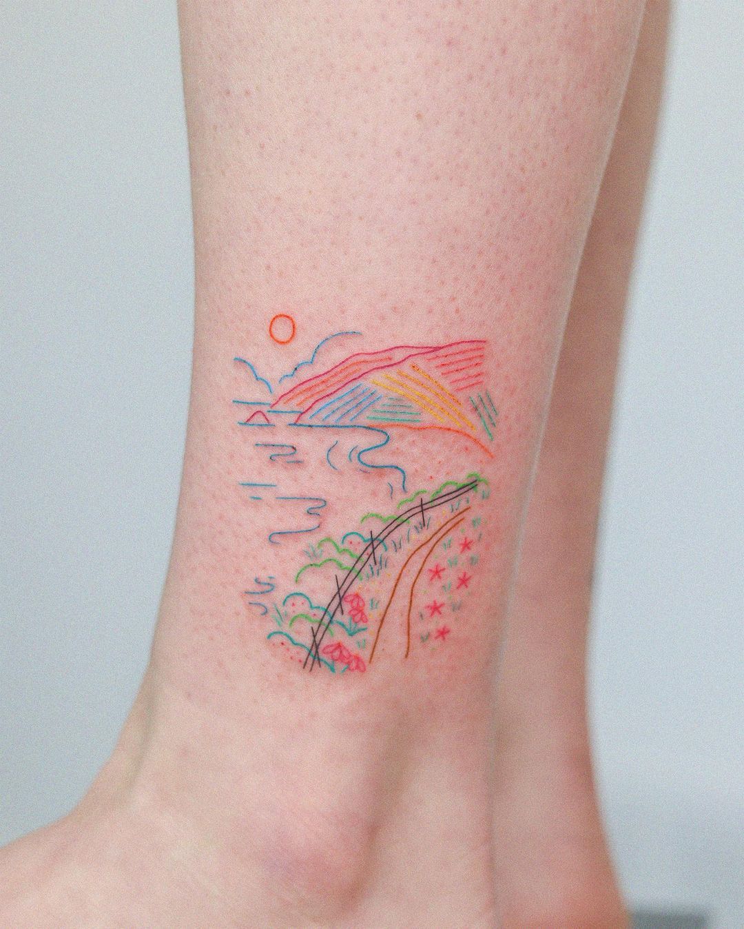 Simple mountain tattoo by notsoevil.ink