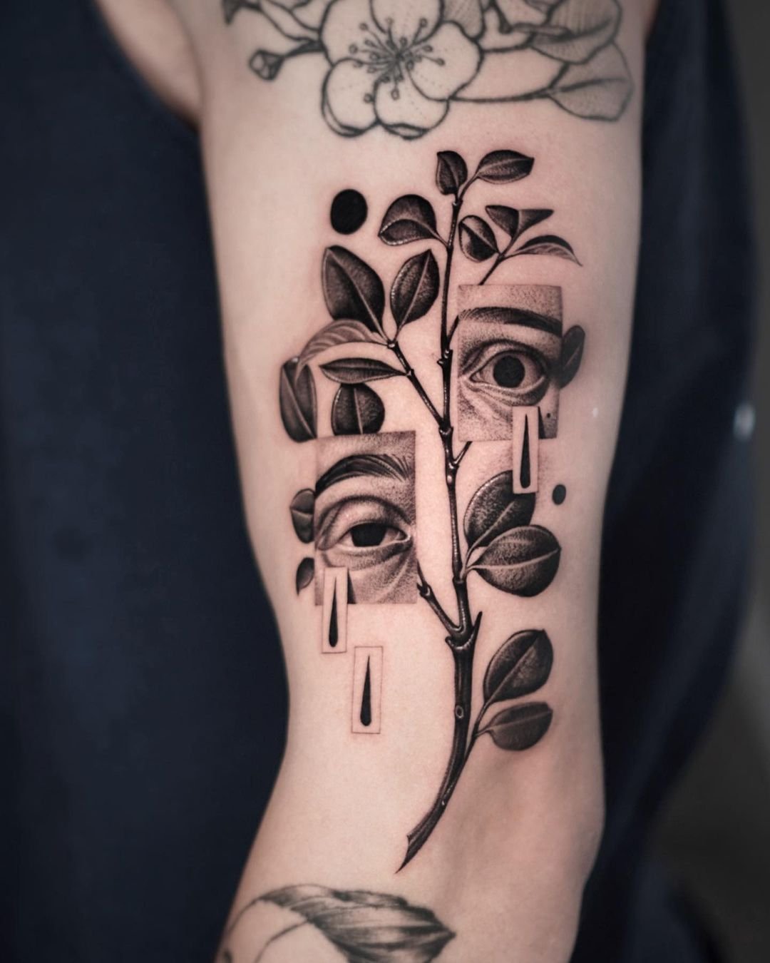 Surrealism floral tattoo by 9rukim