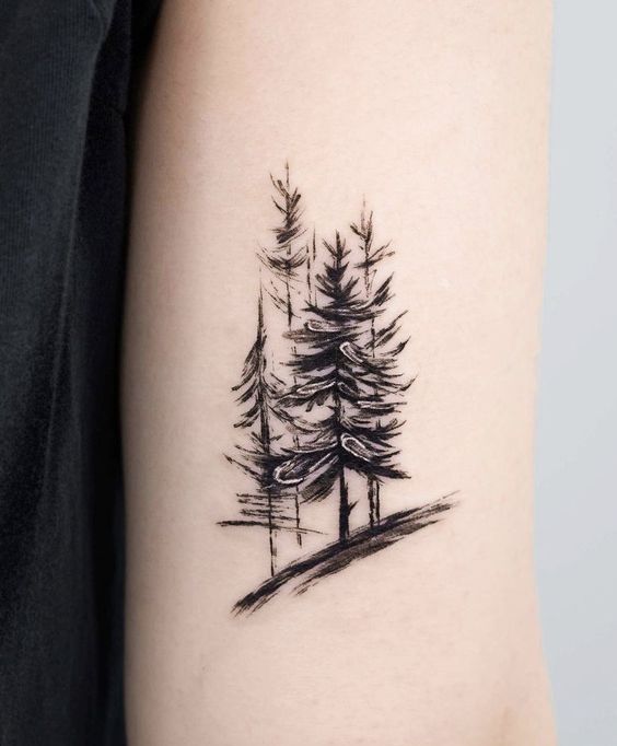 black inked forest design
