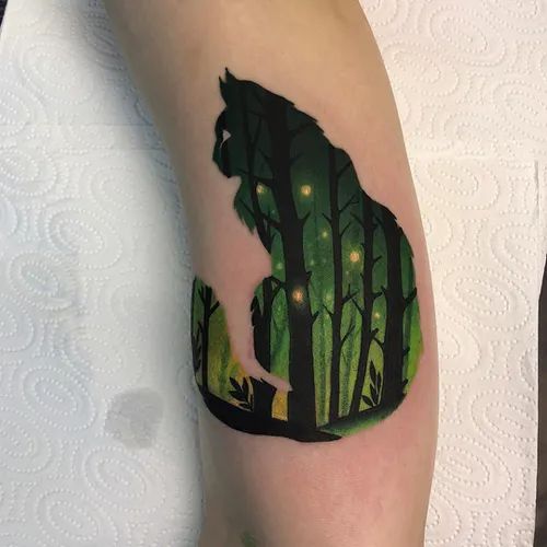 colorful forest tattoo