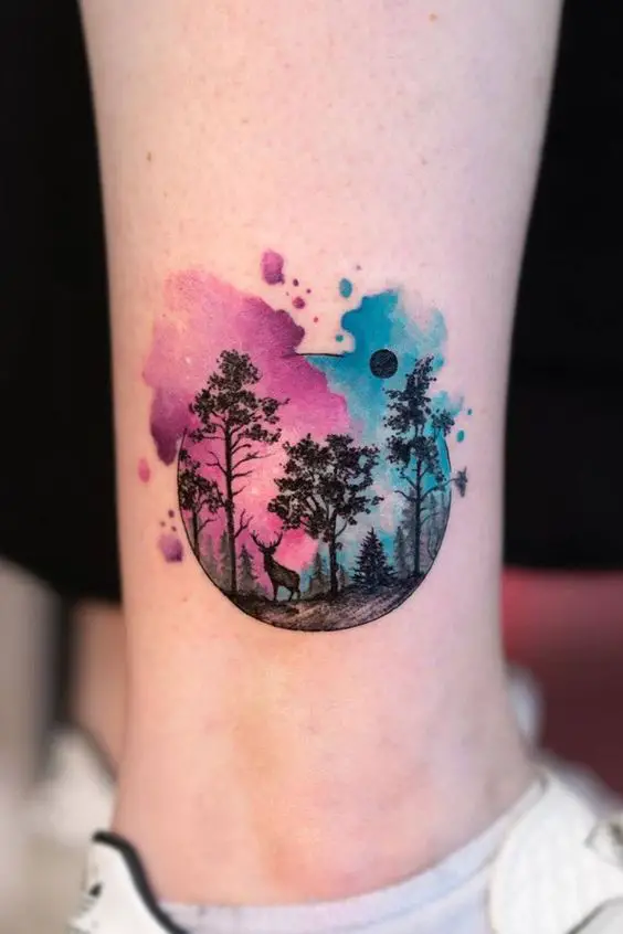 colorful forest tattoos