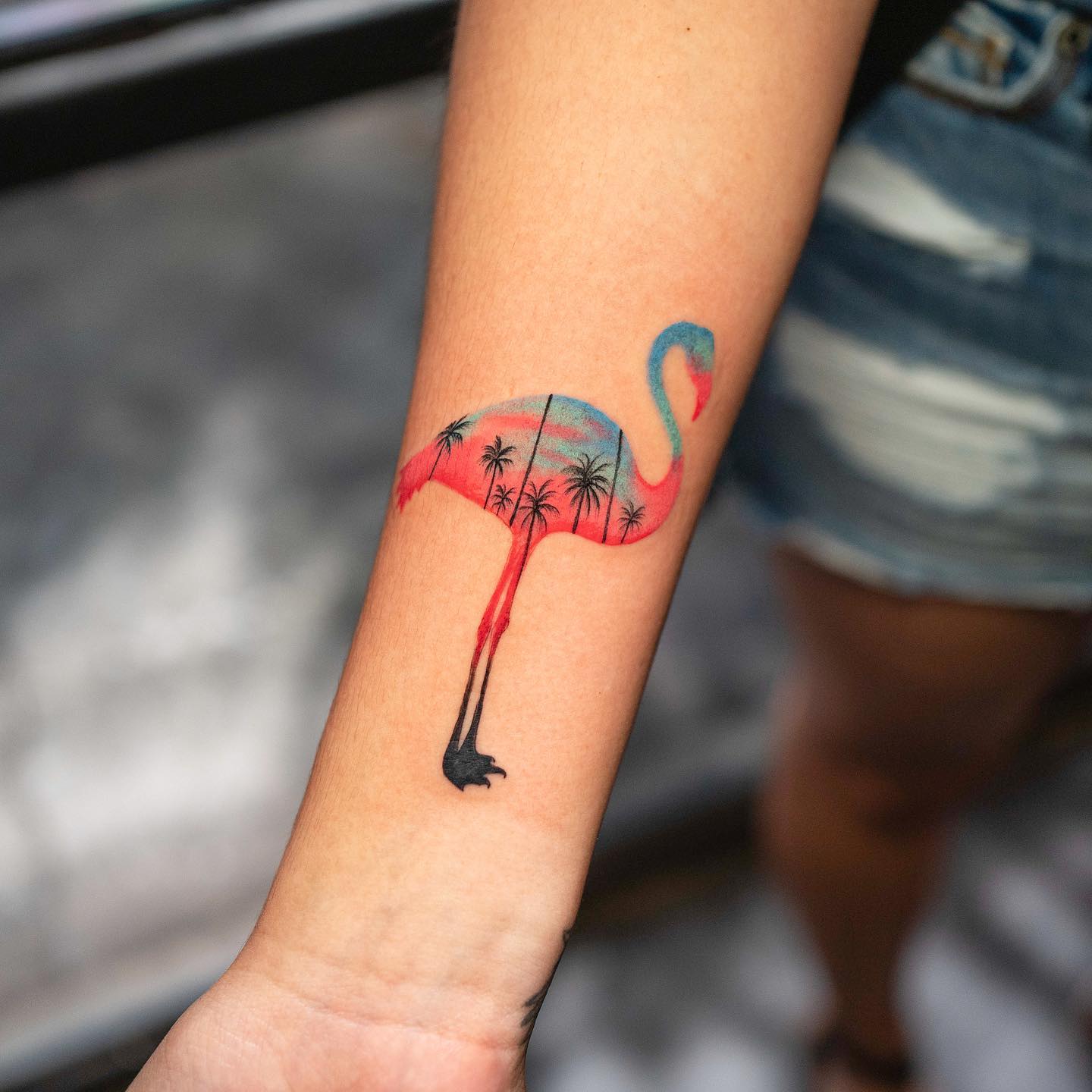 cute flamingo design by sebastian tattoo