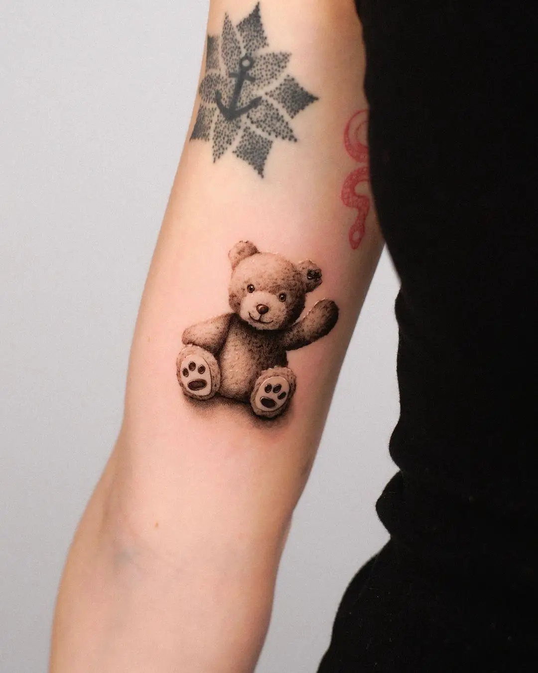 cute teddy bear tattoo by prettypat.tats