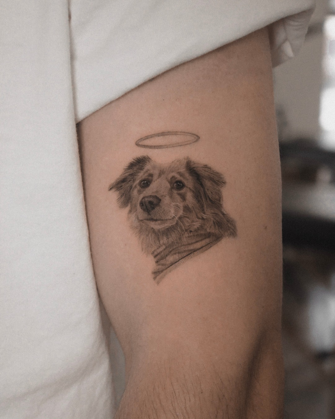 dog portrait tattoo design by bastian fineline